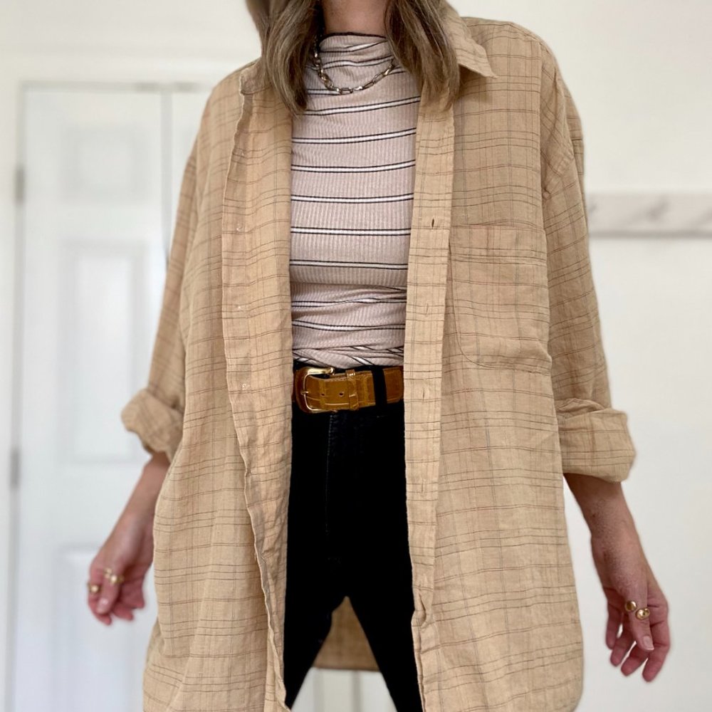 Vintage Linen Utility Shirt Tunic